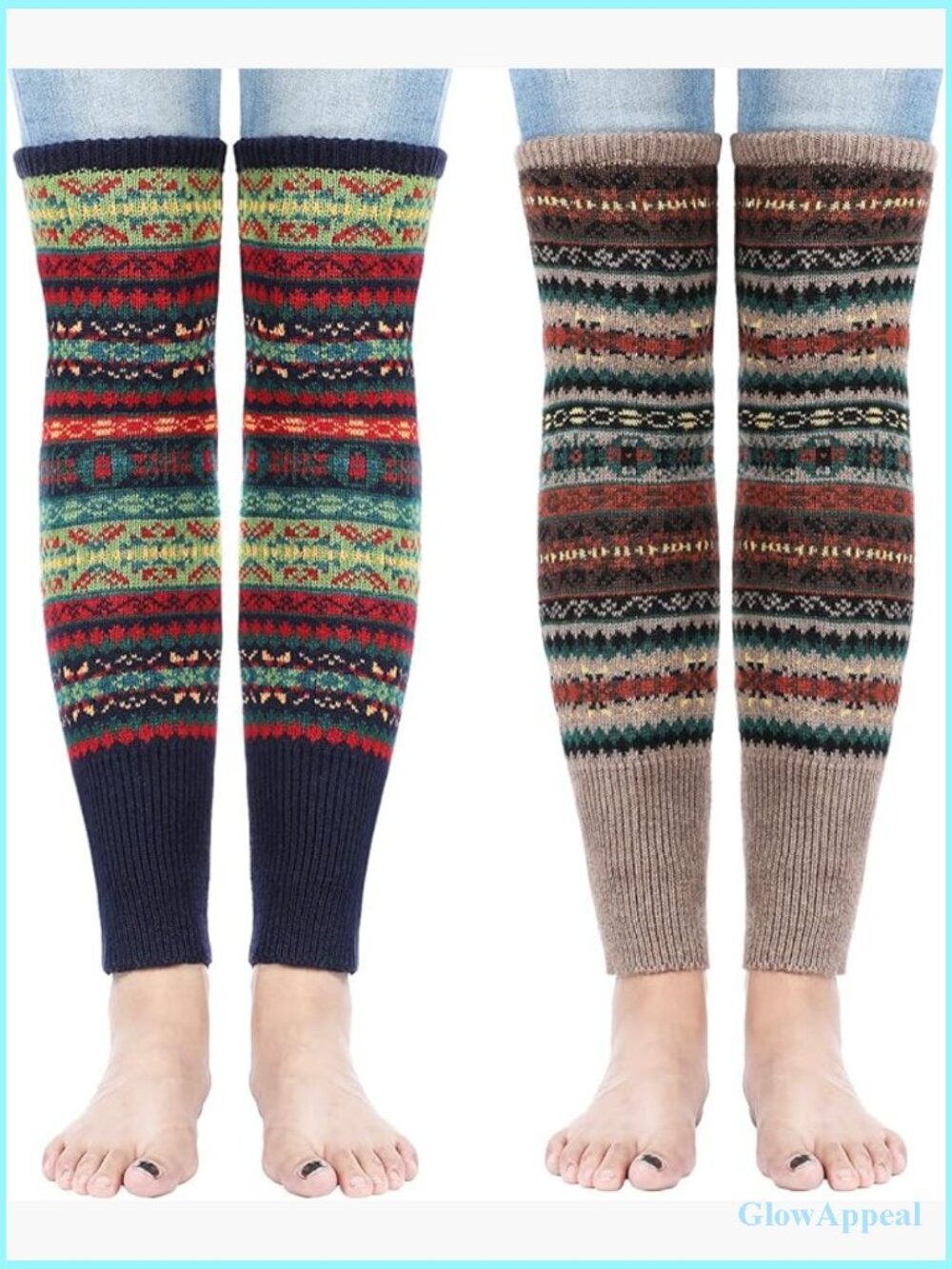 2 Pairs Knit Leg Warmers Long Boot Cuffs Bohemian Winter Warm